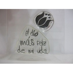 2 Sellos : Frase "El día más feliz de mi vida" y flor | L'aura Bella