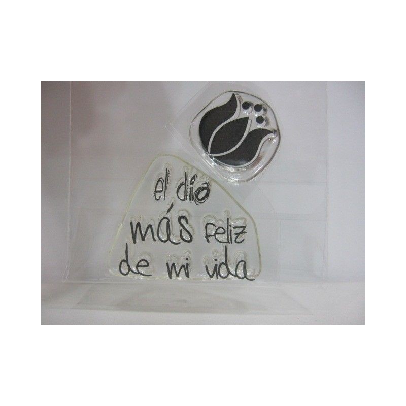 2 Sellos : Frase "El día más feliz de mi vida" y flor | L'aura Bella