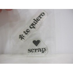 Sellos. Frases: Te quiero y love Scrap.