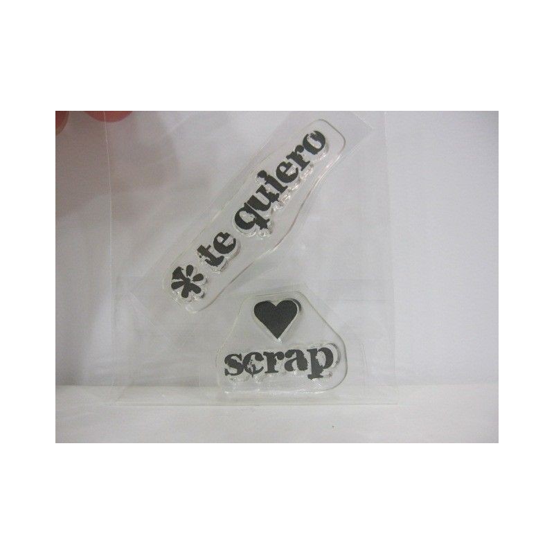 Sellos. Frases: Te quiero y love Scrap.