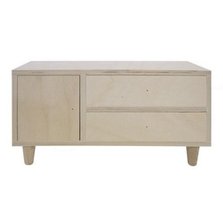 Caja con patas, dos cajones y una puerta, imitando mueble. Dayka Trade