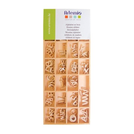 Alfabeto de madera Artemio. 162 unidades. Altura 13 mm | L'aura Bella