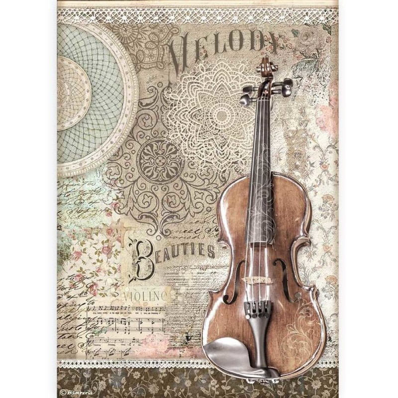 Passion Violin. Papel de arroz A4. Stamperia DFSA4538| L'aura Bella