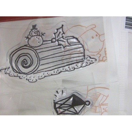 2 Sellos acrílicos: tronco navideño y farol