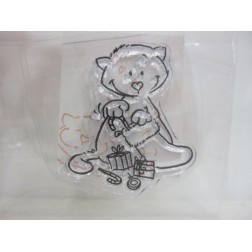 Sello acrílico: Gato con bota de Papá Noel . Navidad | L'aura Bella