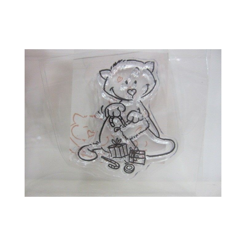 Sello acrílico: Gato con bota de Papá Noel . Navidad | L'aura Bella