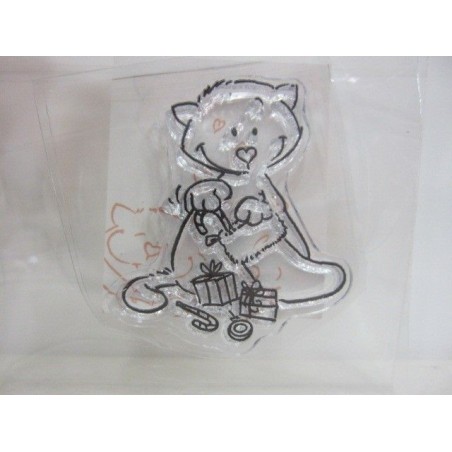 Sello acrílico: Gato con bota de Papá Noel