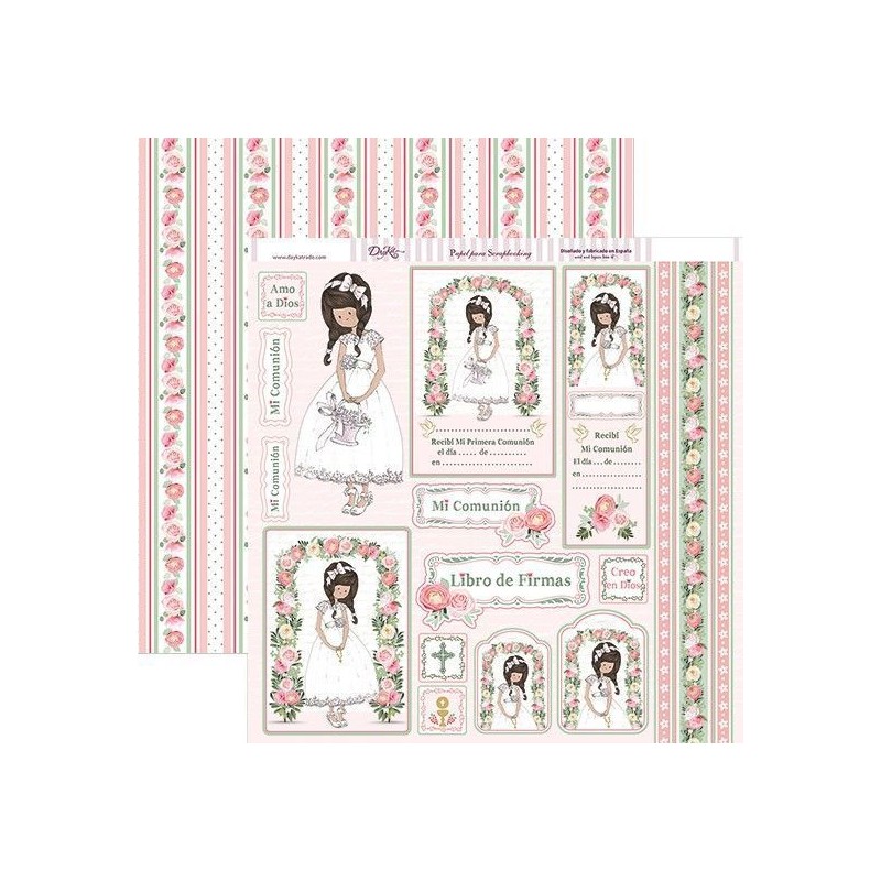 Papel scrapbooking Comunión Niña. Dayka Trade SCP-236 | L'aura Bella