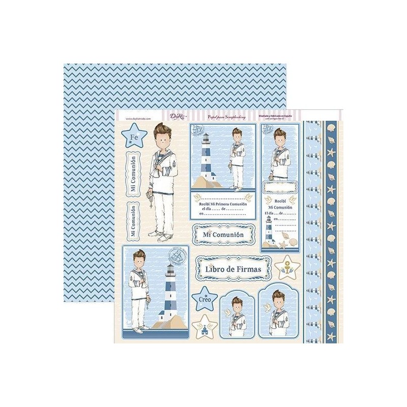 Papel Scrapbooking Comunión Niño. Dayka Trade. SCP-245 | L'aura Bella