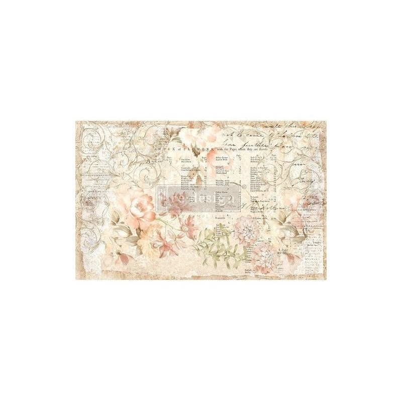 Floral Parchment. Decoupage Decor Tissue Paper Redesign | L'aura Bella