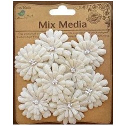 Canvas layered petals natural mix. 8 pcs.. Little Birdie. canvas