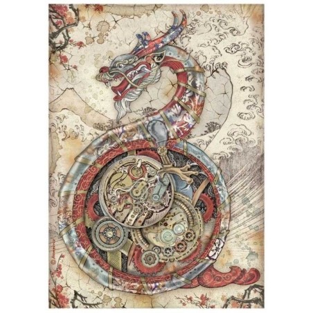Mechanical Dragon. Papel arroz A4 Stamperia DFSA4608 | L'aura Bella