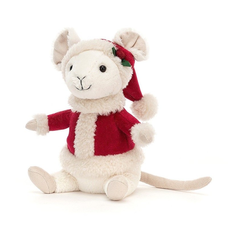 Merry Mouse, ratoncito navideño, peluche Jellycat MER3M | L'aura Bella