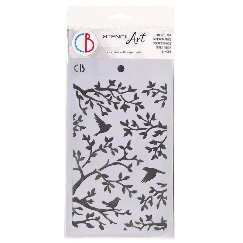 Three Birds. Texture stencil Ciao Bella. MS014| L'aura Bella