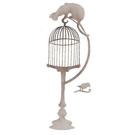 Jaula con gato encima