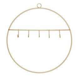 Aro metálico dorado con ganchos. 30 cm diámetro | L'aura Bella