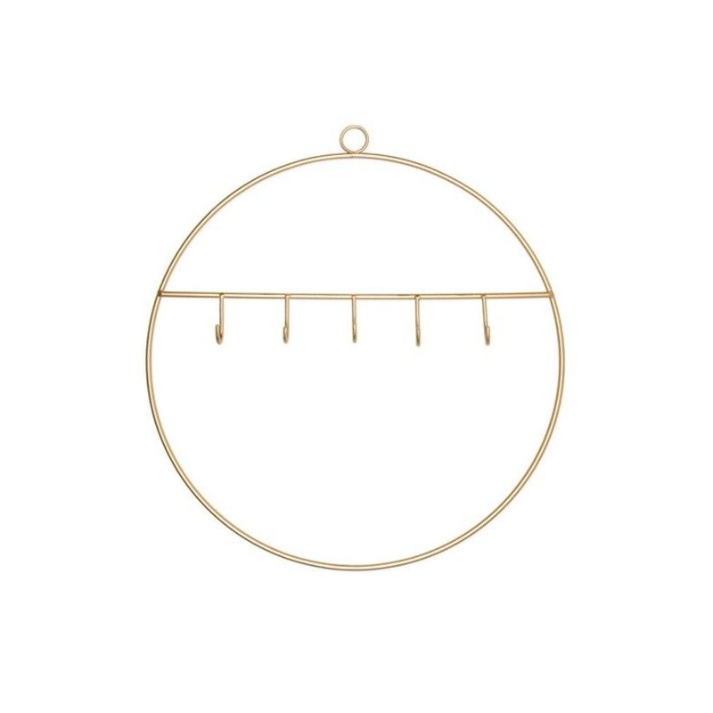 Aro metálico dorado con ganchos. 30 cm diámetro | L'aura Bella