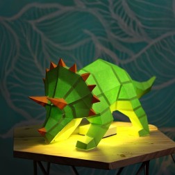 Triceratops. Lámpara de papel 3D DIY Papercraft World | L'aura Bella