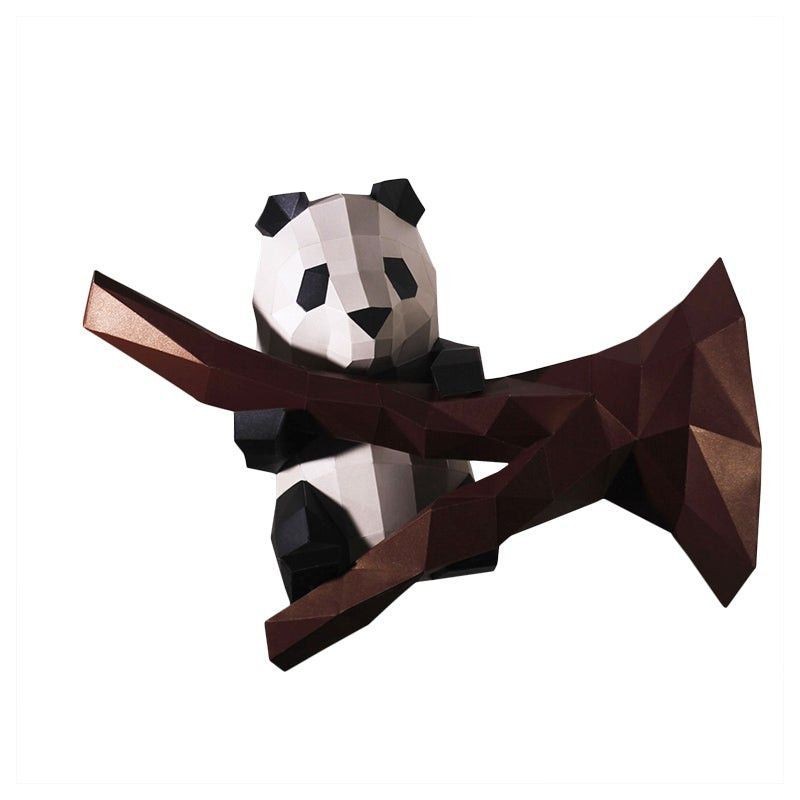 Panda en rama árbol. Wall Art 3D. Kit DIY. Papercraft | L'aura Bella