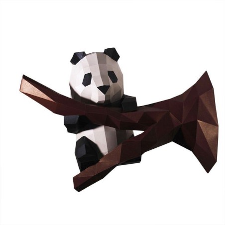 Panda en rama de árbol. Panda and Branch. Wall Art 3D de papel. Kit DIY. Papercraft World