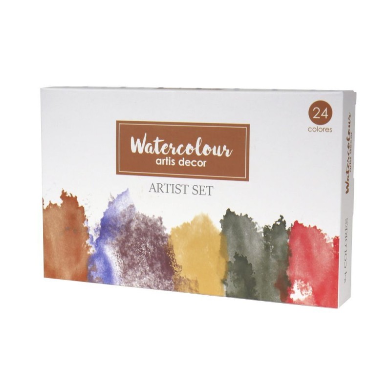Set de acuarela: 24 colores, paleta, 2 pinceles de agua | L'aura Bella
