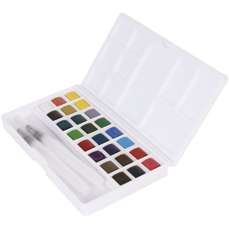 Set de Acuarelas: 24 colores, paleta mezcladora y dos pinceles de agua. Artis Decor