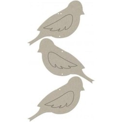 Fabscraps. Chipboard. Colección Classic . DC46004. Tres pájaros en un poste (vertical). Marcalibros