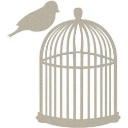 Fabscraps. Chipboard. Colección Classic . DC46005. Jaula con pájaro