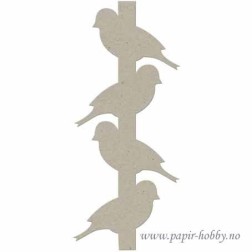 Fabscraps. Chipboard. Colección Classic . DC46013. Cuatro pájaros en un poste (vertical). Marcalibros