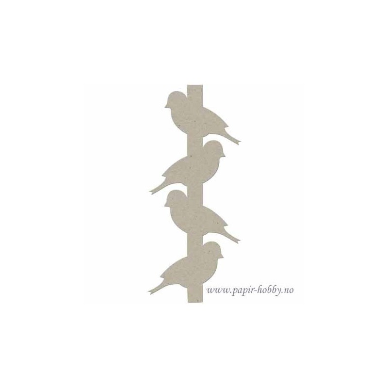 Fabscraps. Chipboard. Colección Classic . DC46013. Cuatro pájaros en un poste (vertical). Marcalibros