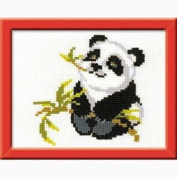 Kit Punto de Cruz Panda y bambú. Kit manualidades DIY | L'aura Bella