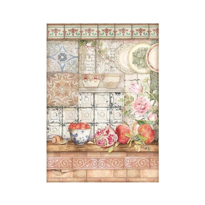 Casa Granada baldosas Papel arroz A4 Stamperia DFSA4655 | L'aura Bella