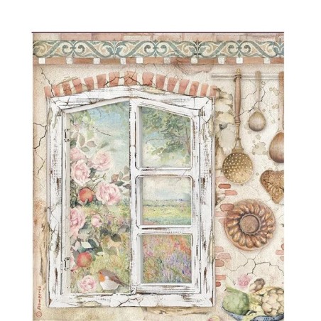 Casa Granada Ventana Papel arroz A4 Stamperia DFSA4656 | L'aura Bella