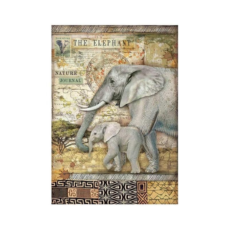Savana El Elefante. Papel arroz A4 Stamperia DFSA4684 | L'aura Bella