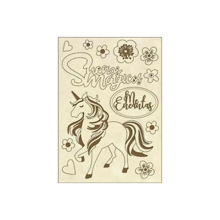 Wooden shapes Unicornio. Johanna Rivero. Stamperia | L'aura Bella