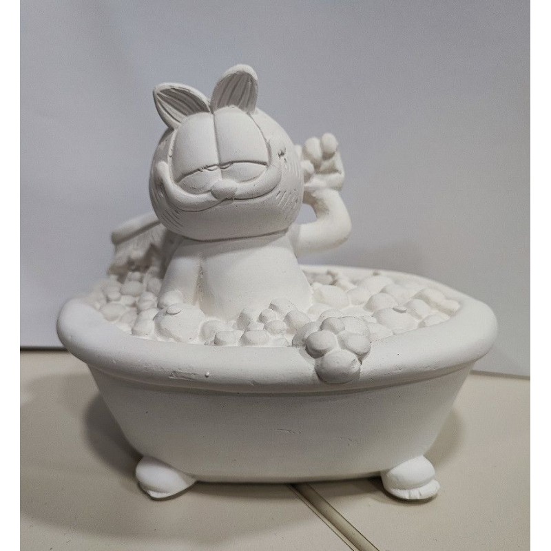 Garfield dándose un baño. Escayola. 13 cm | L'aura Bella
